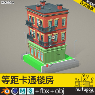 Isometric Style Cinema 4D Residential Blender Building Single Family Lovely Building fbx maya 3D Model