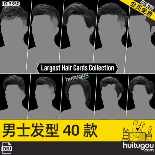 Format 3D Model Men’s Character Hair Short Hair Module with Texture Insert Hair 3D Design Model