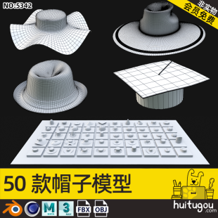 Decorative sunshade hat 3D model Cinema 4D basic mesh MAYA modeling engraving 3D design FBX model